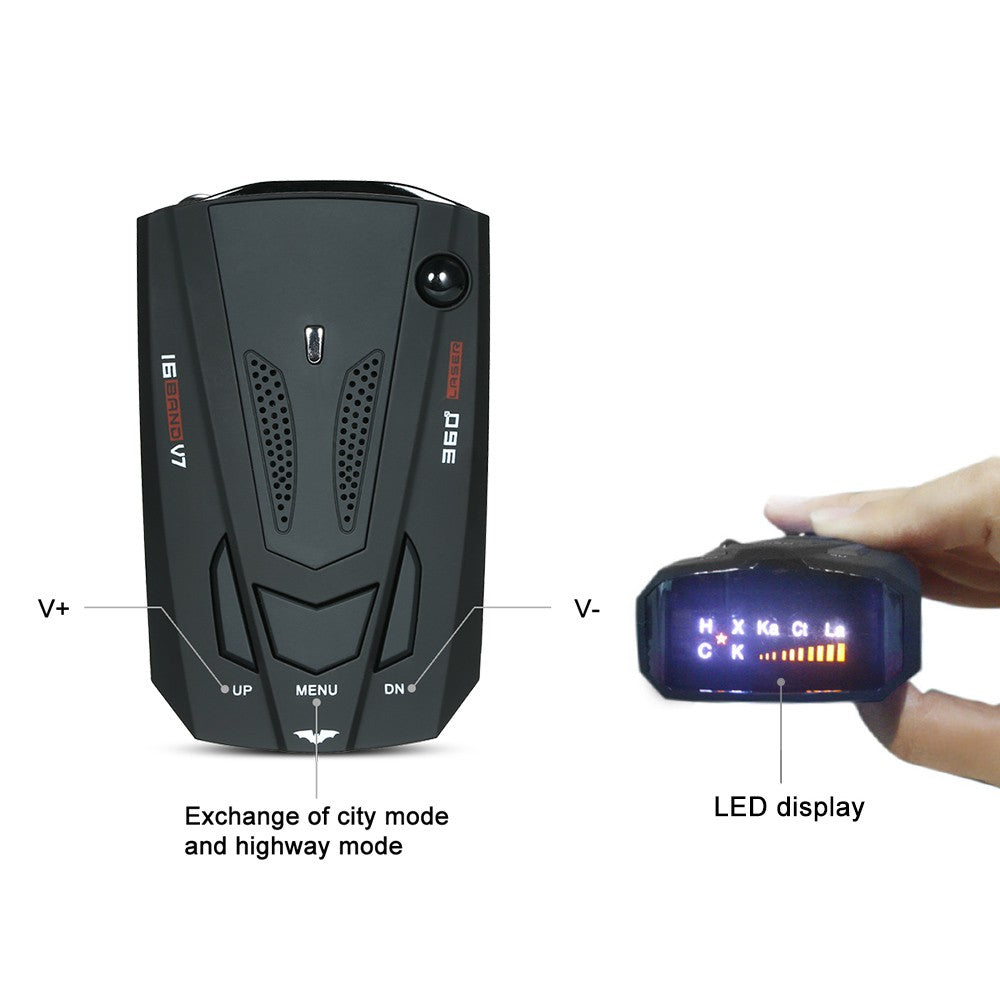 Car Radar Detector 360 Degree 16 Band LED Display Anti Police Speed Voice Alert Warning