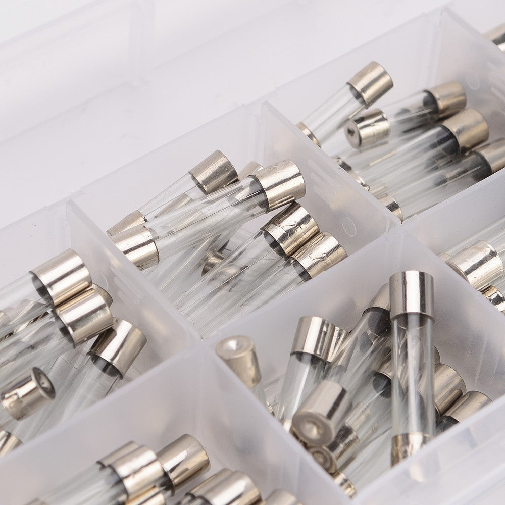 Fast-blow Car Glass Fuses Tube Assorted Kit 100Pcs