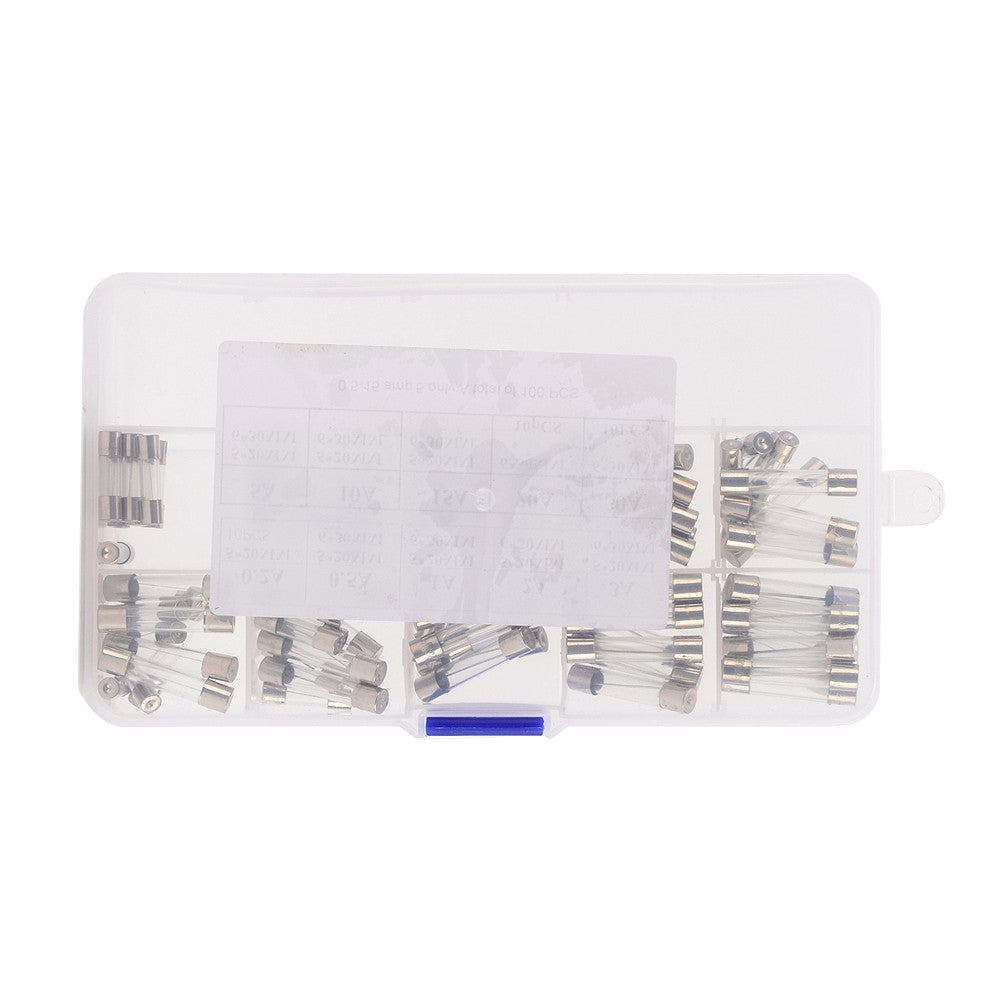 Fast-blow Car Glass Fuses Tube Assorted Kit 100Pcs