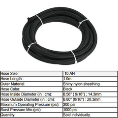 Nylon Braided Fuel Hose Oil Cooler 1M Black
