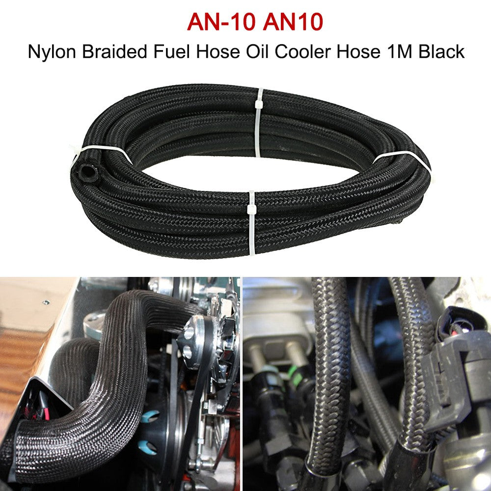 Nylon Braided Fuel Hose Oil Cooler 1M Black