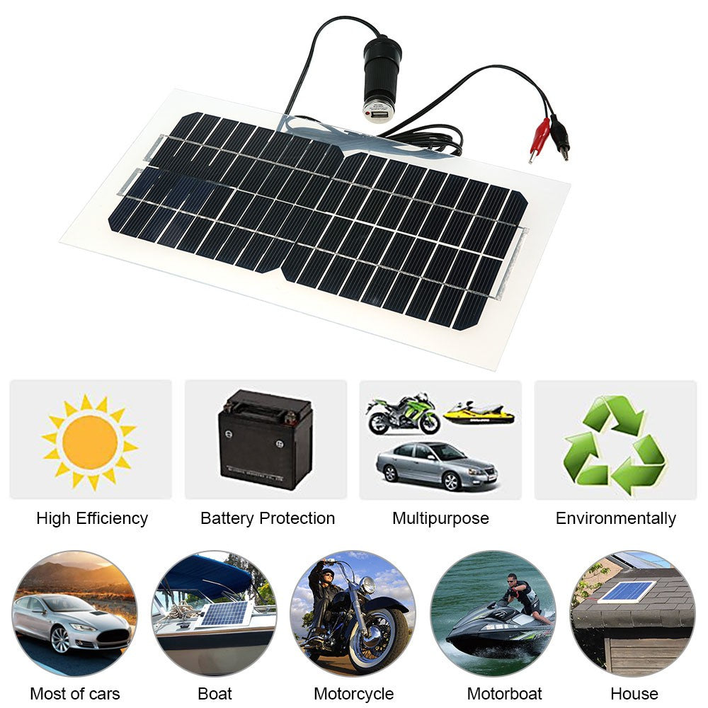Semi Flexible Solar Panel With Cables 18V 5.5W 31.5 x 16.5 0.15CM