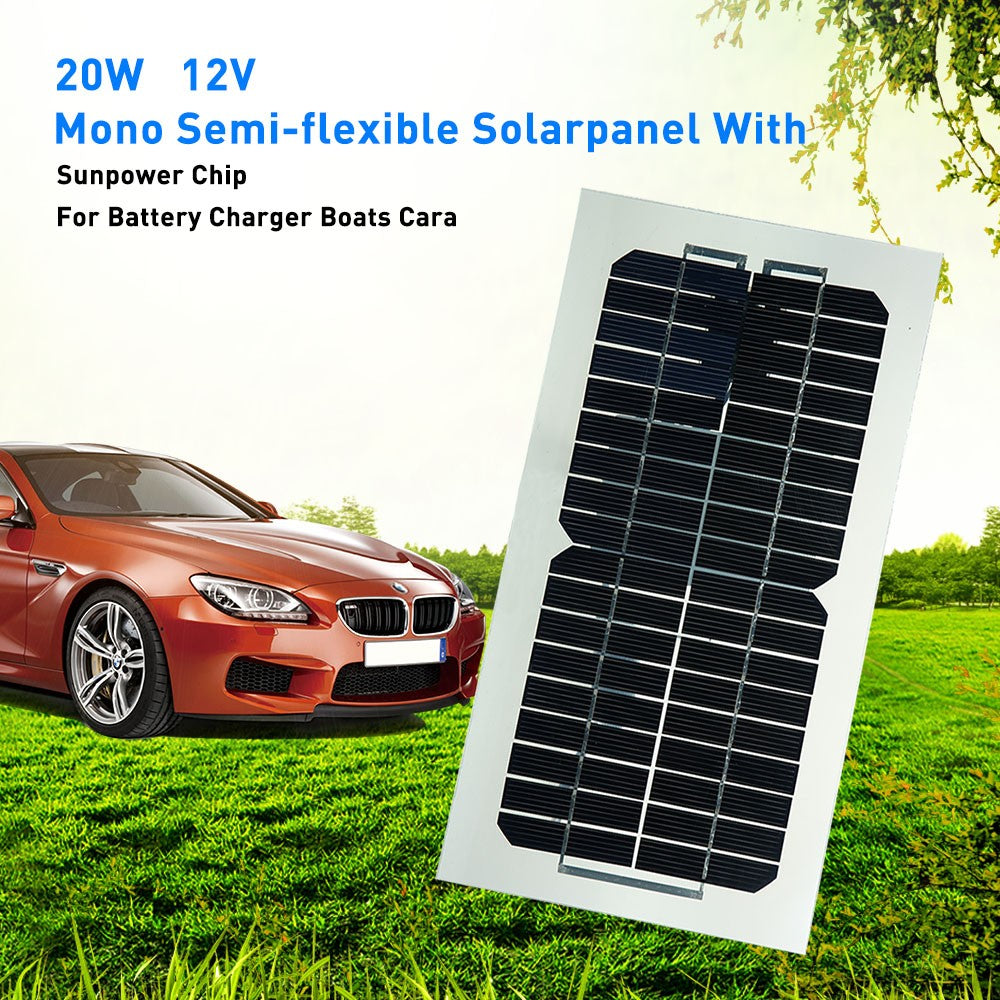 Semi Flexible Solar Panel With Cables 18V 5.5W 31.5 x 16.5 0.15CM