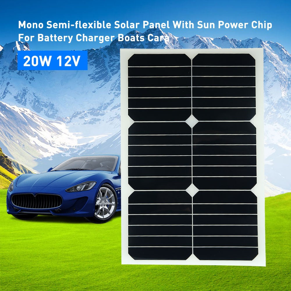 20W 12V Mono Semi-flexible Solarpanel With Sunpower Chip For Battery Charger Boats Cara