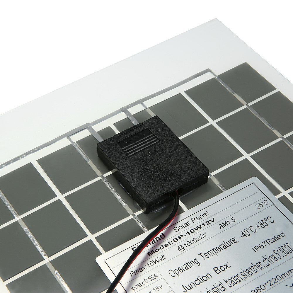 Transparent Epoxy Resin Solar Panel With Alligator Clip Wire 12V 10W 38 X 22 CM