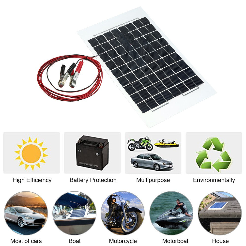 Transparent Epoxy Resin Solar Panel With Alligator Clip Wire 12V 10W 38 X 22 CM