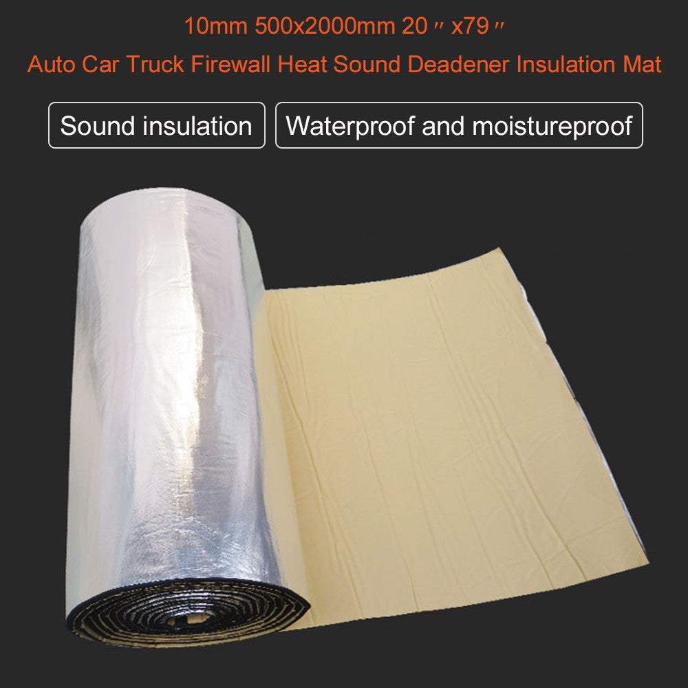 Auto Car Truck Firewall Heat Sound Deadener Insulation Mat 10mm 500x2000mm 20〃x79〃