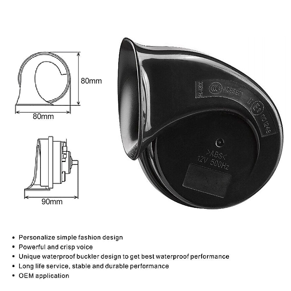 2 Pcs Car Horn Black Universal 12v Loud Dual-tone Snail Electric 140db for Truck Motorcycle