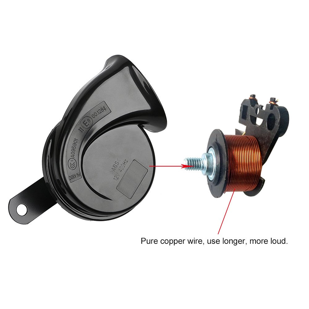 2 Pcs Car Horn Black Universal 12v Loud Dual-tone Snail Electric 140db for Truck Motorcycle