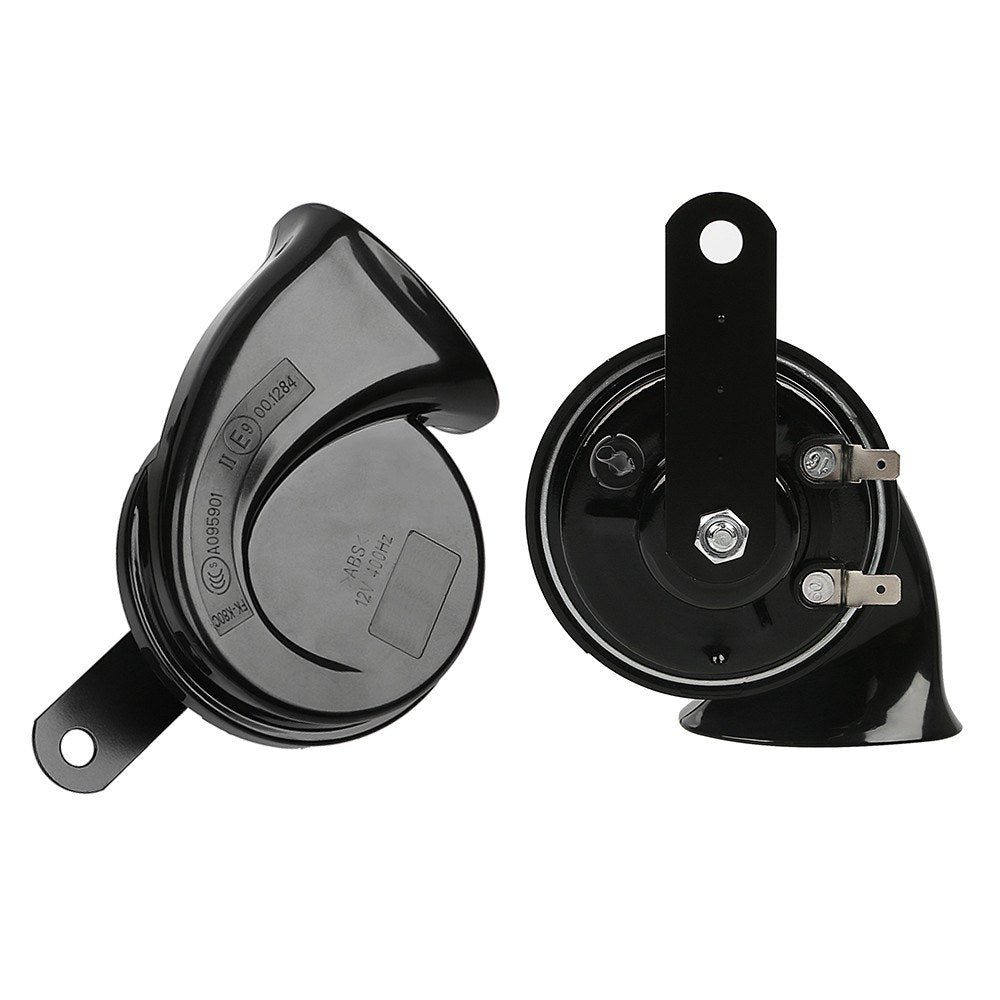 2 Pcs Car Horn Black Universal 12v Loud Dual-tone Snail Electric 140db for Truck Motorcycle