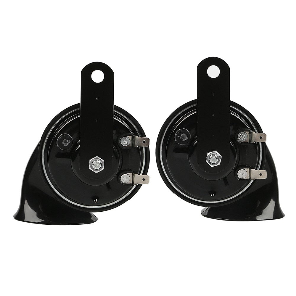 2 Pcs Car Horn Black Universal 12v Loud Dual-tone Snail Electric 140db for Truck Motorcycle