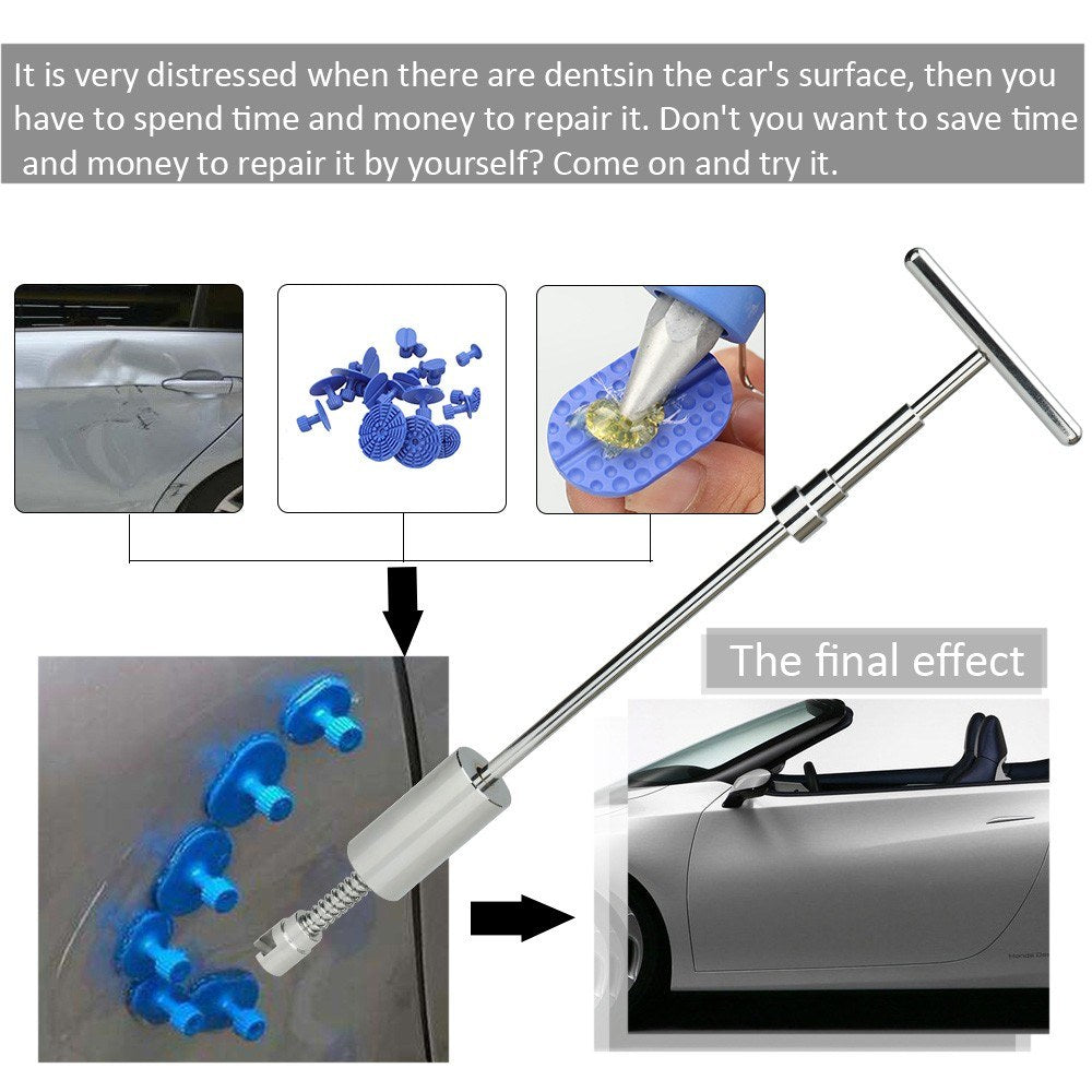 Paintless Car Dent Repair Tool Kit Slide Hammer Puller Tabs Hot Melt Glue Gun with Sticks