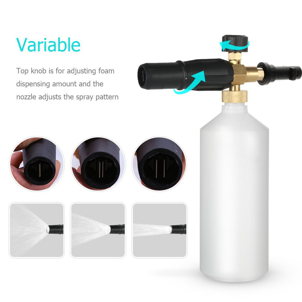 Adjustable Car Wash Watering Can 1L with HDPE and Brass Soap Foam Pressure Washer Spray Cone Bottle