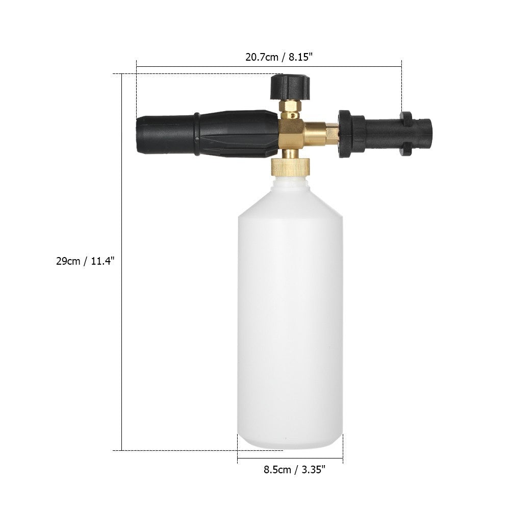 Adjustable Car Wash Watering Can 1L with HDPE and Brass Soap Foam Pressure Washer Spray Cone Bottle