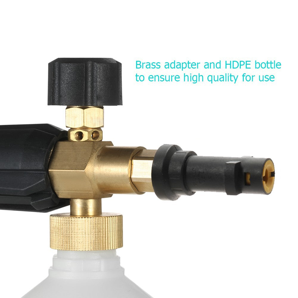 Adjustable Car Wash Watering Can 1L with HDPE and Brass Soap Foam Pressure Washer Spray Cone Bottle