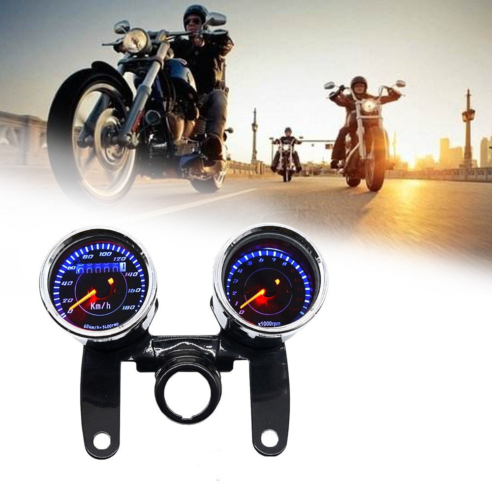2-in-1 Motorcycle Odometer Speedometer Tachometer Speed Meter 12V