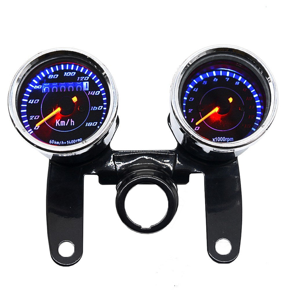 2-in-1 Motorcycle Odometer Speedometer Tachometer Speed Meter 12V