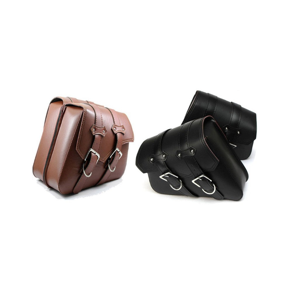 Motorcycle Luggage Autobike Pouch Bag PU Leather Side Bags Saddlebags for Motorbike