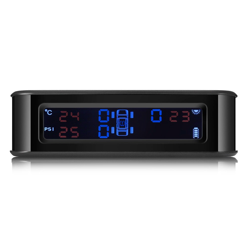 Tire Pressure Sensor Monitor System Wireless Solar Powered TPMS LCD Display with 4 Internal Sensors