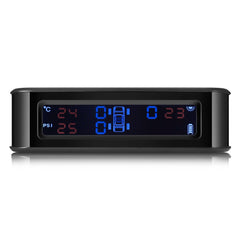 Tire Pressure Sensor Monitor System Wireless Solar Powered TPMS LCD Display with 4 Internal Sensors