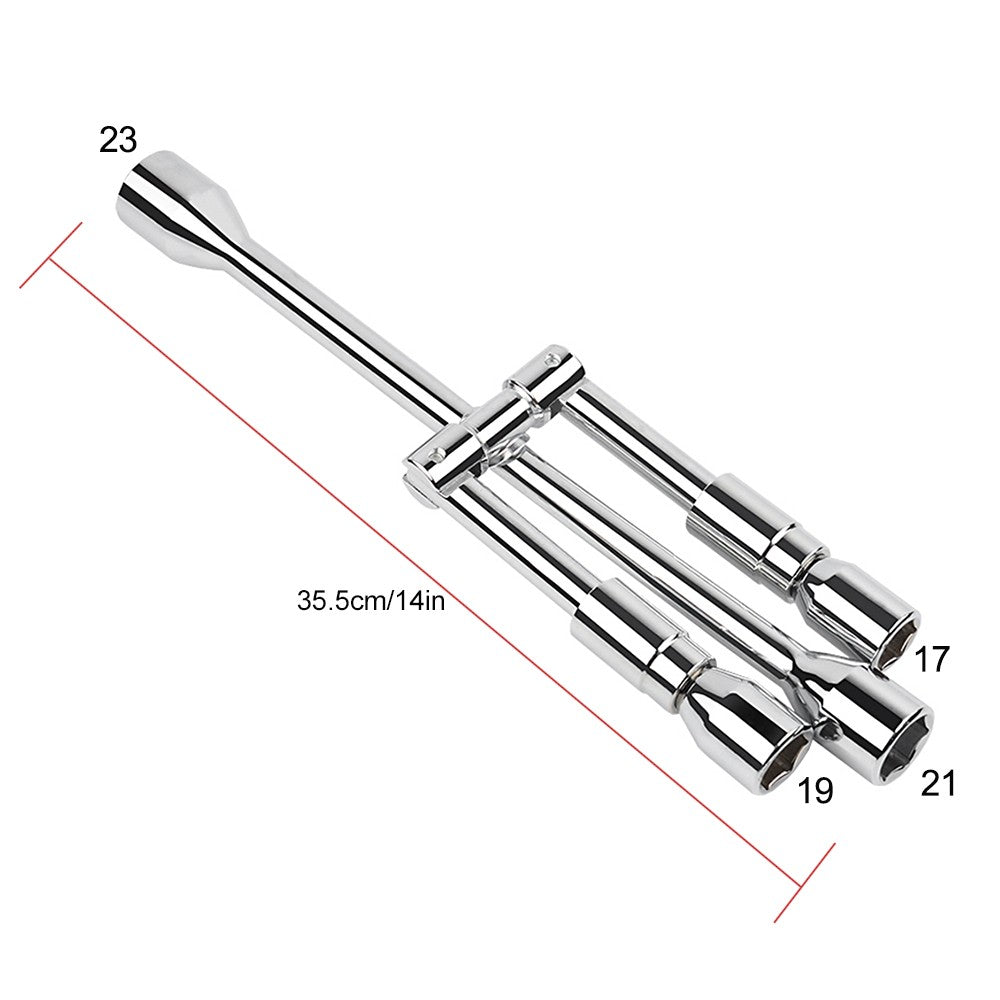 4 Way Wheel Cross Wrench Folding Car Tyre Repair Tools 17 19 21 23mm