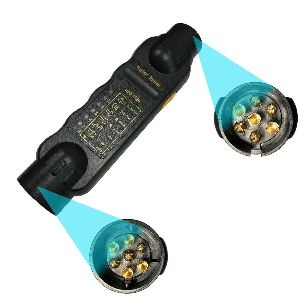 Vehicle Trailer 7Pin LED Light Cable Circuit Towing Plug Socket Tester 12V