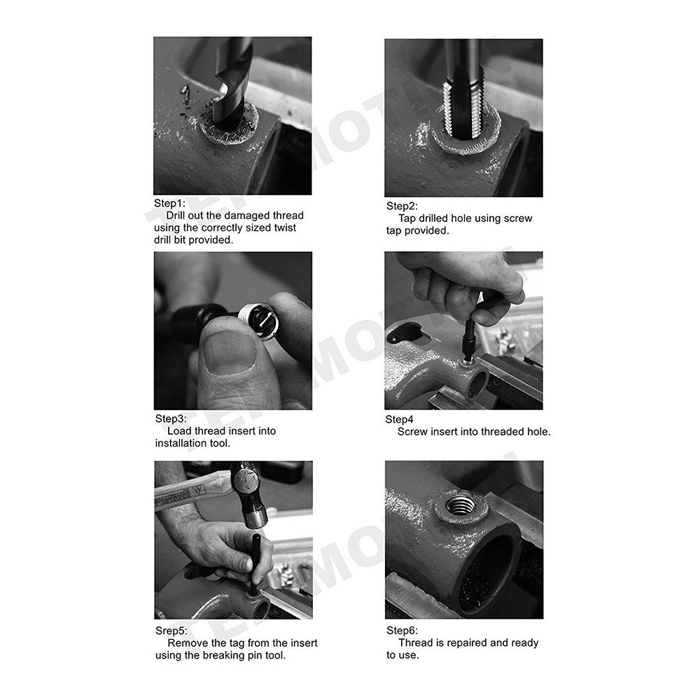 131Pcs Stripped Thread Rethread Helicoil Repair Kit Set Metric M5 M6 M8 M10 M12