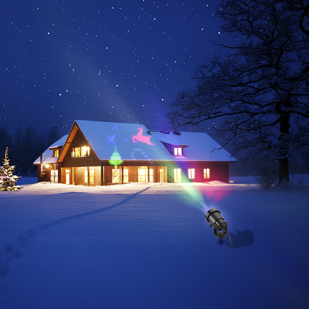 Projector Light 12Pcs Pattern Spotlight Romantic RGBW Snowflake/Love Film Rotating Garden Lamp