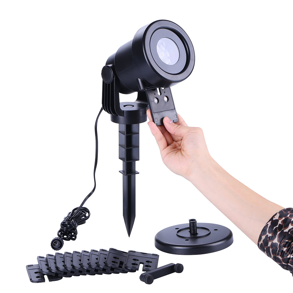 Projector Light 12Pcs Pattern Spotlight Romantic RGBW Snowflake/Love Film Rotating Garden Lamp