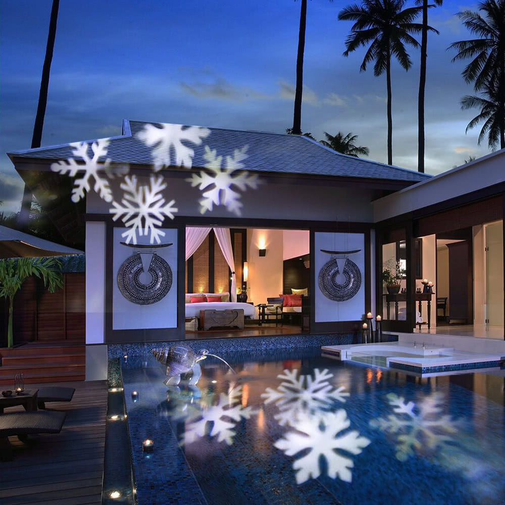 Projector Light 12Pcs Pattern Spotlight Romantic RGBW Snowflake/Love Film Rotating Garden Lamp