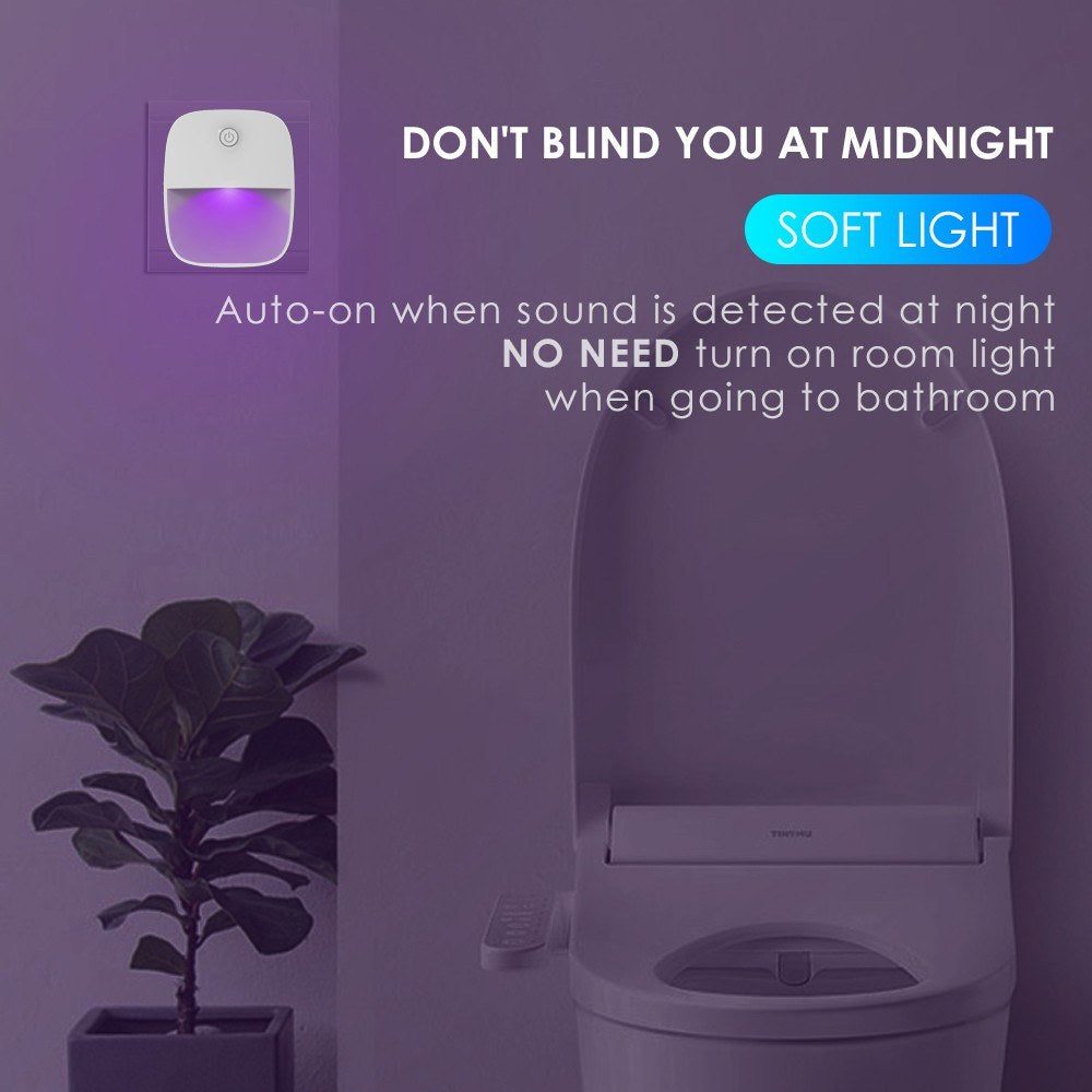 3-in-1 5V 2.5A Phone Wall Charge with Dual USB Ports Lighting & Sound Sensor Wall Lights