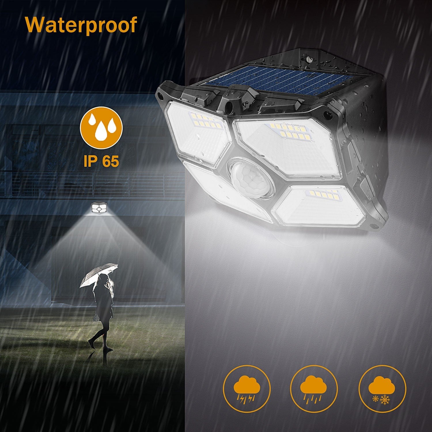 40 LEDs Wide Angle Wall Lamp 120 Degree Sensoring Angle 4 Luminescent Surfaces