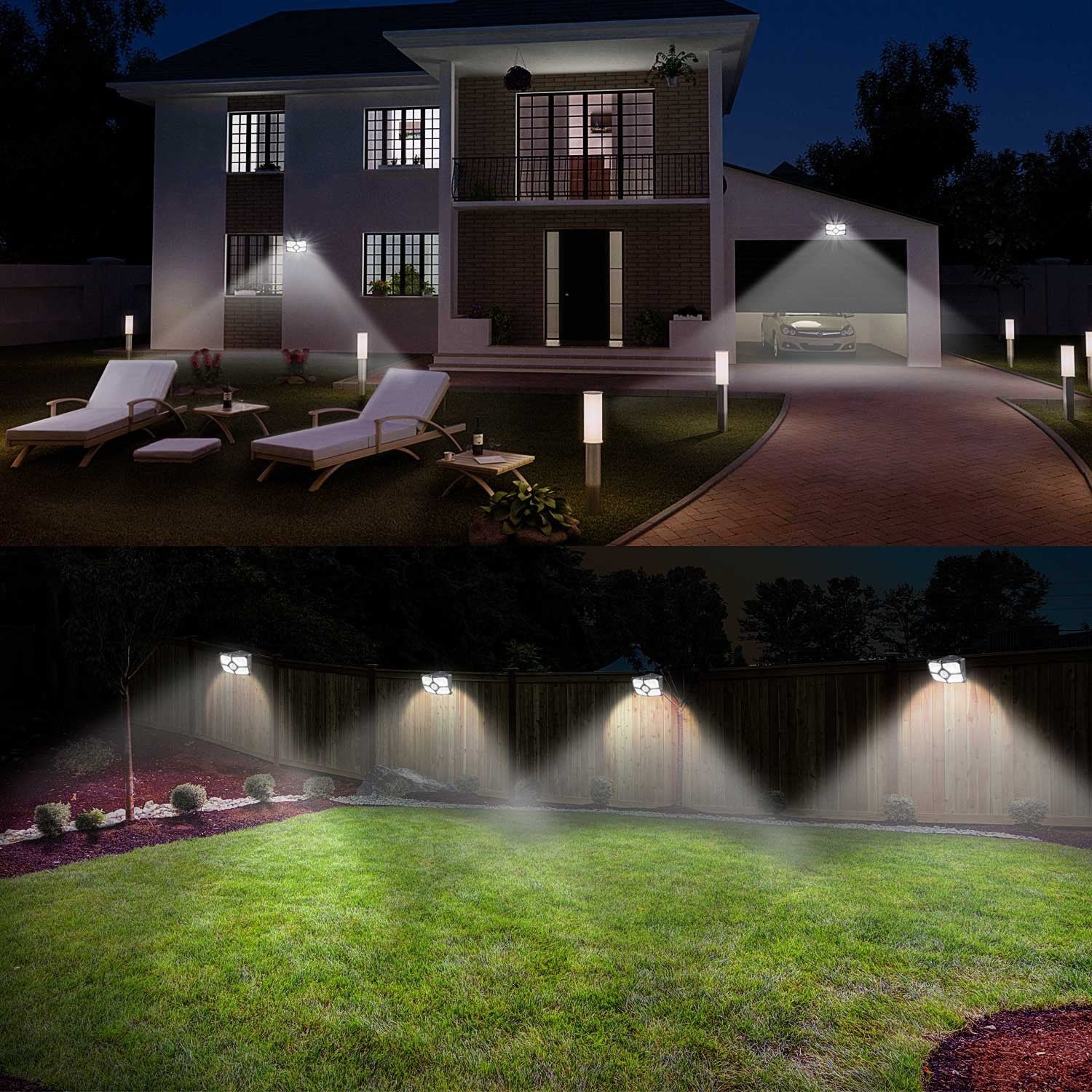 40 LEDs Wide Angle Wall Lamp 120 Degree Sensoring Angle 4 Luminescent Surfaces
