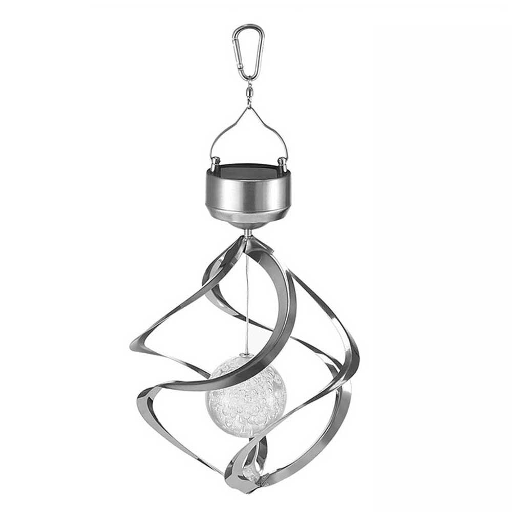 Colorful Outdoor Solar Powered Wind Spinner Hanging Spiral Light