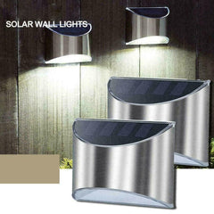 Outdoor Stainless Steel Solar Wall Lamp Waterproof Yard Garden Lighting Pack 2