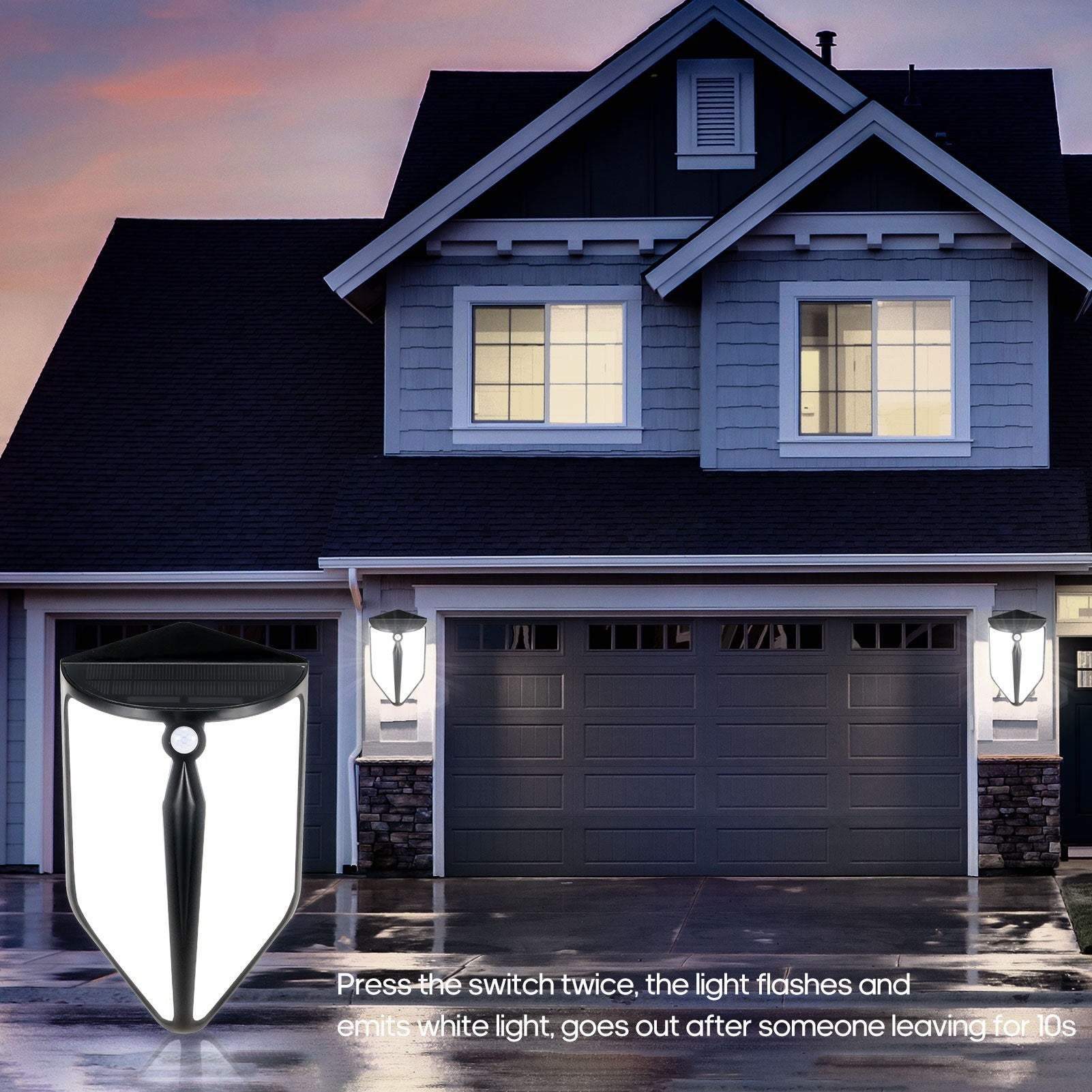 Solar Flame Wall Light IP65 Two Lighting Modes