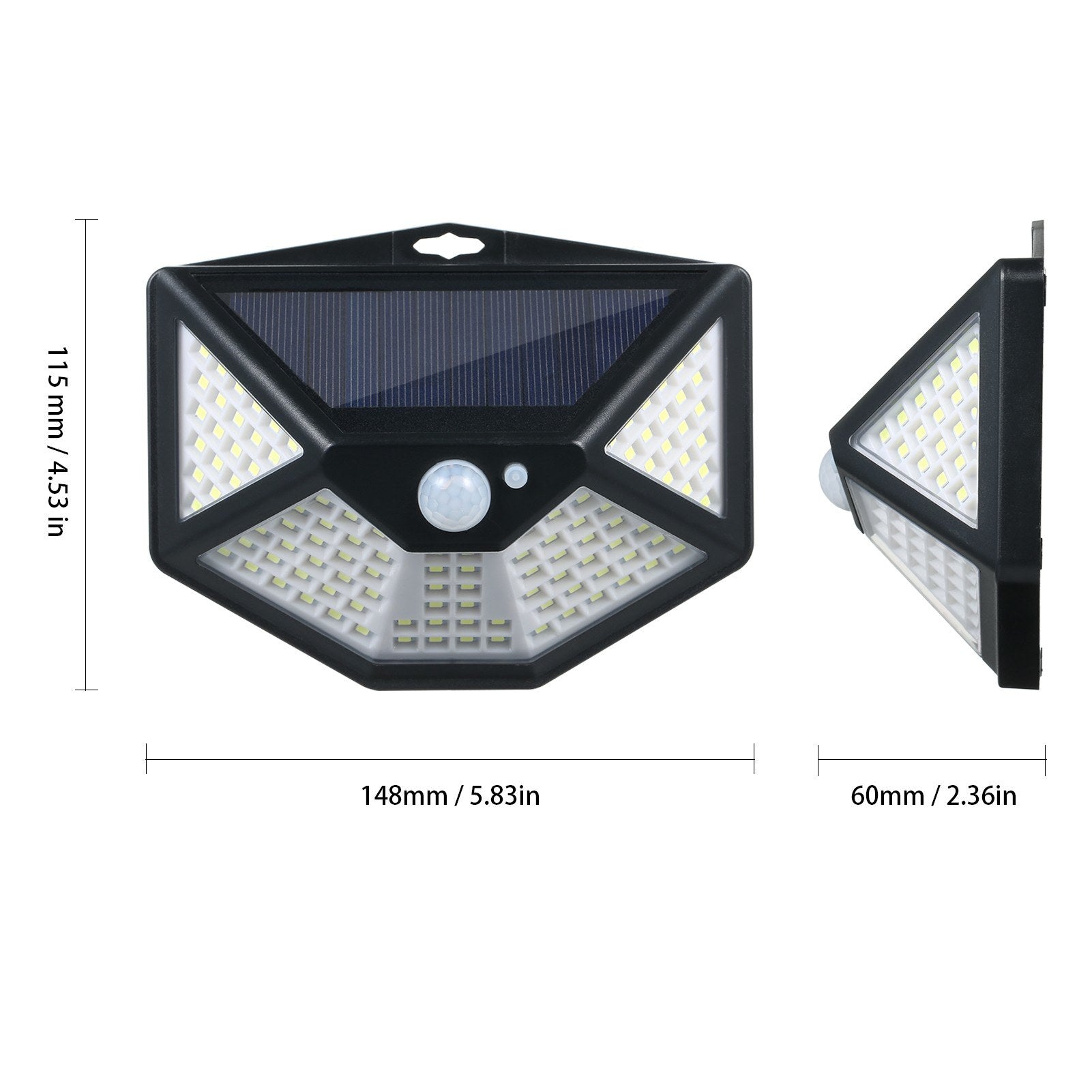 Solar Powered Wall Light PIR Motion and Lighting Sensor 3 Modes Flood Lamp 112LEDs