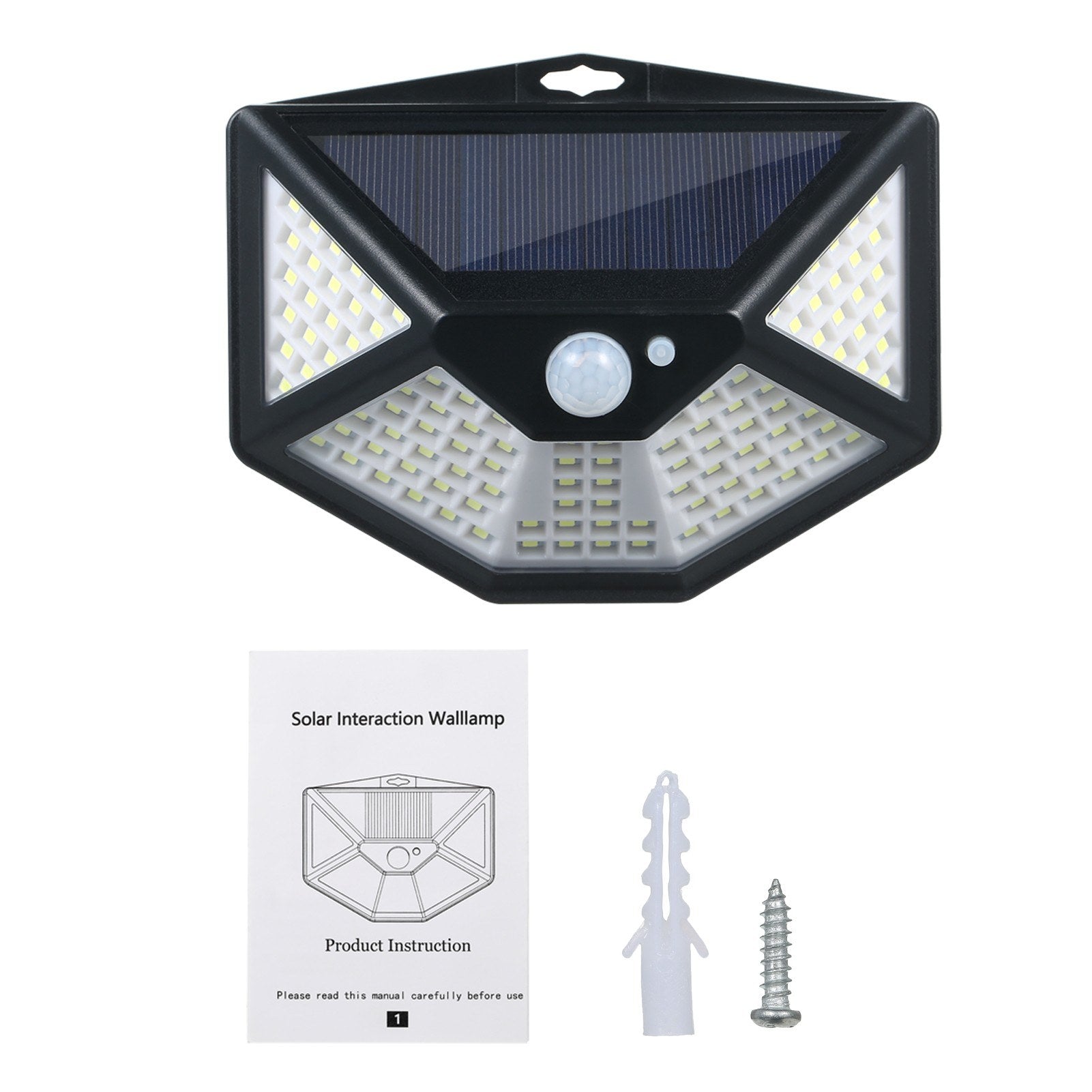 Solar Powered Wall Light PIR Motion and Lighting Sensor 3 Modes Flood Lamp 112LEDs