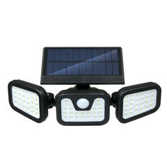 Solar Powered Wall Light PIR Motion Sensor 3 Lighting Modes Foldable 3 Heads Flood Lamp