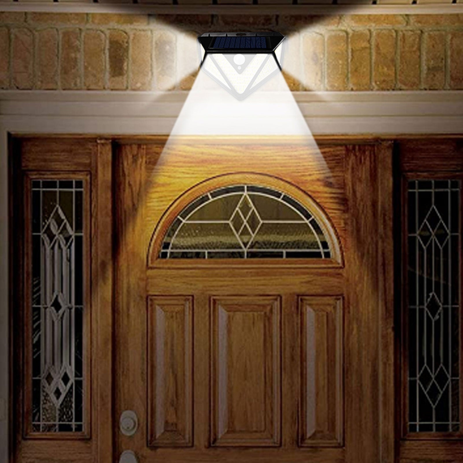IP65 Solar Body Induction Wall Lamp Patio Stair Light 5 Illumination Surfaces 166 LEDs