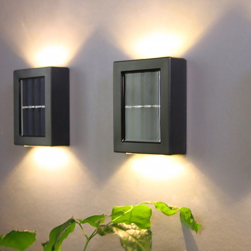 Solar Wall Lamp Outdoor Waterproof Led Illuminated Light Yard Garden Street Stair Lighting Lamp Pack 2