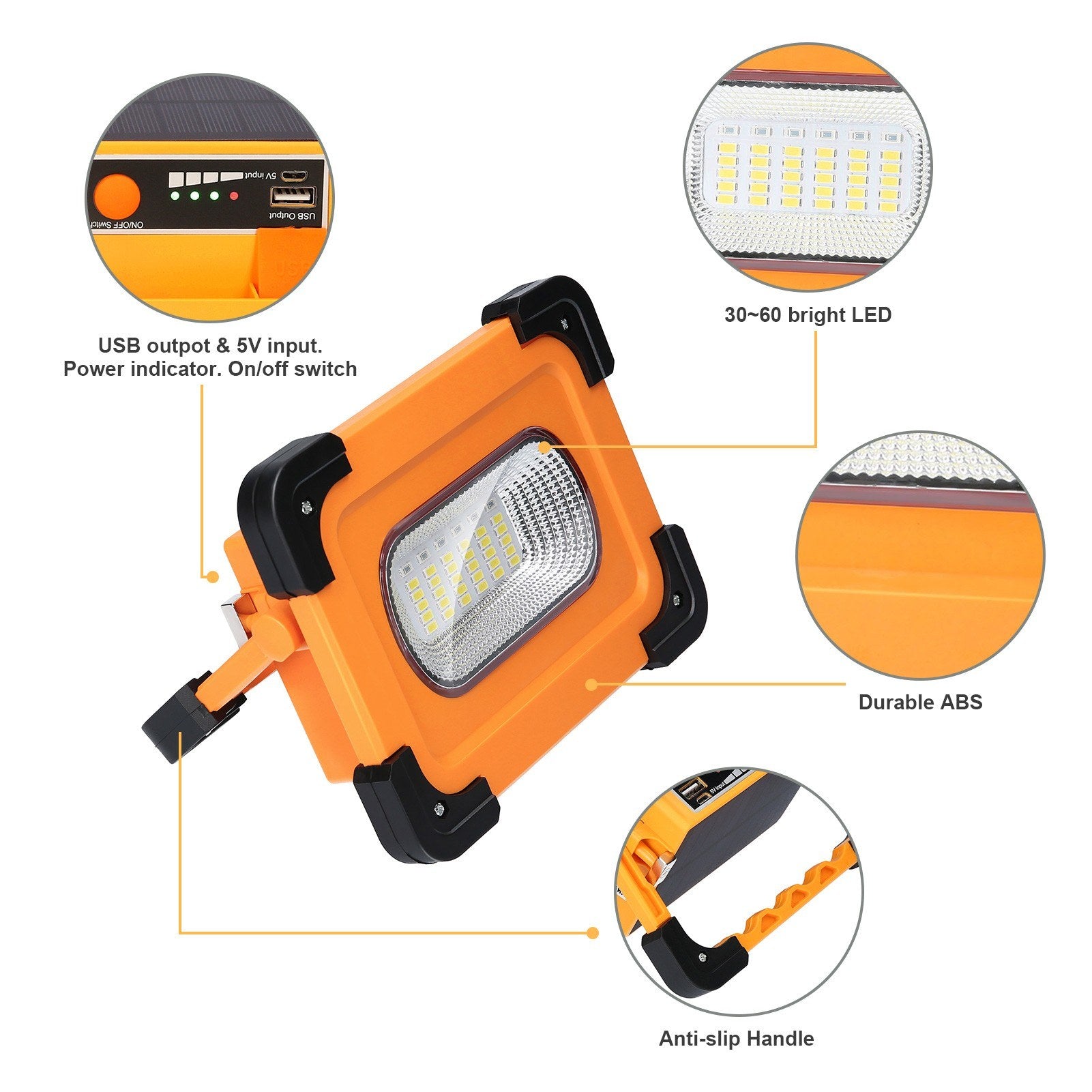 LED Solar Lamp Portable Floodlighting Lamp 4 Lighting Modes Strong Magnetic Adsorption