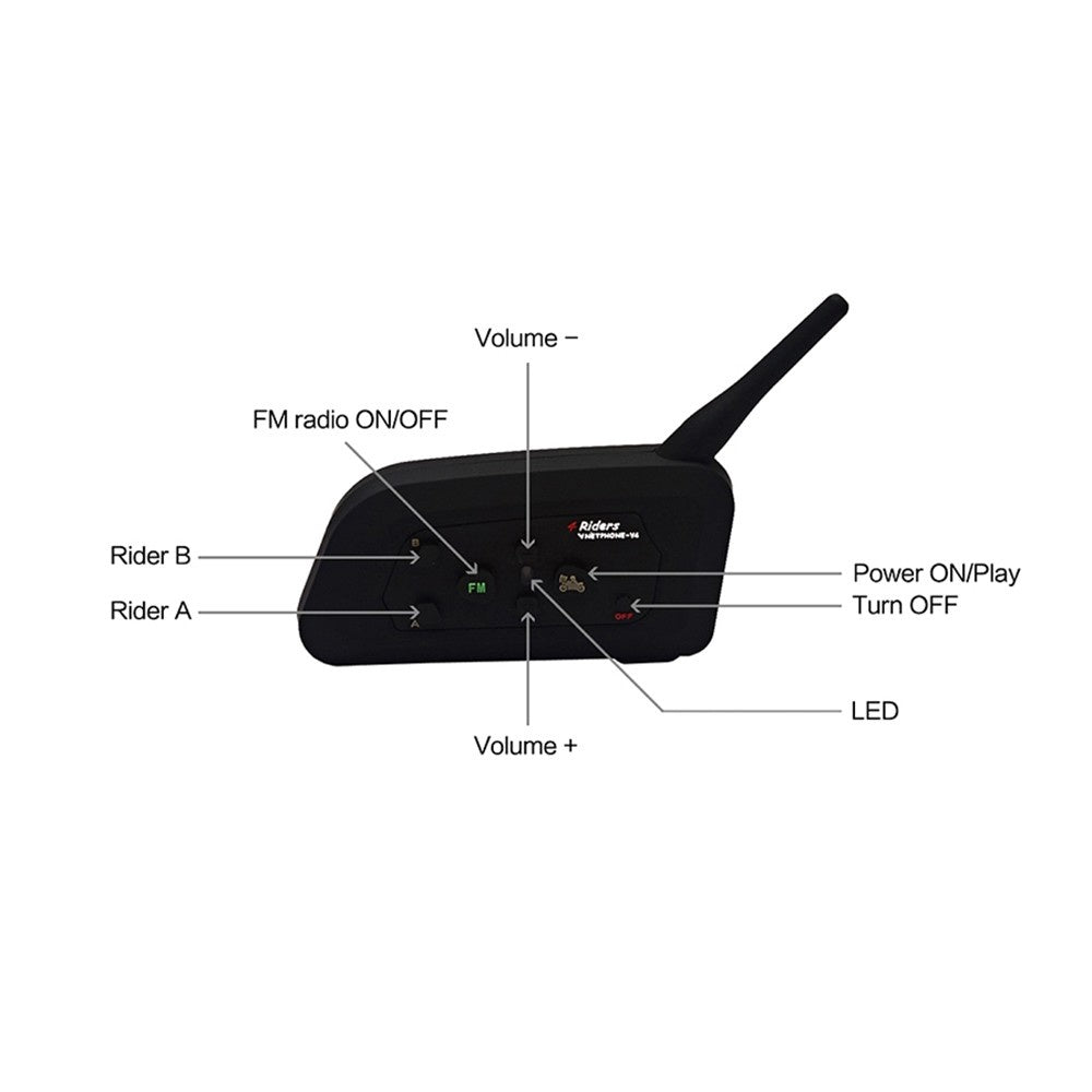 Wireless Bluetooth Intercom Motorcycle Snowmobile Headset Full Waterproof with FM