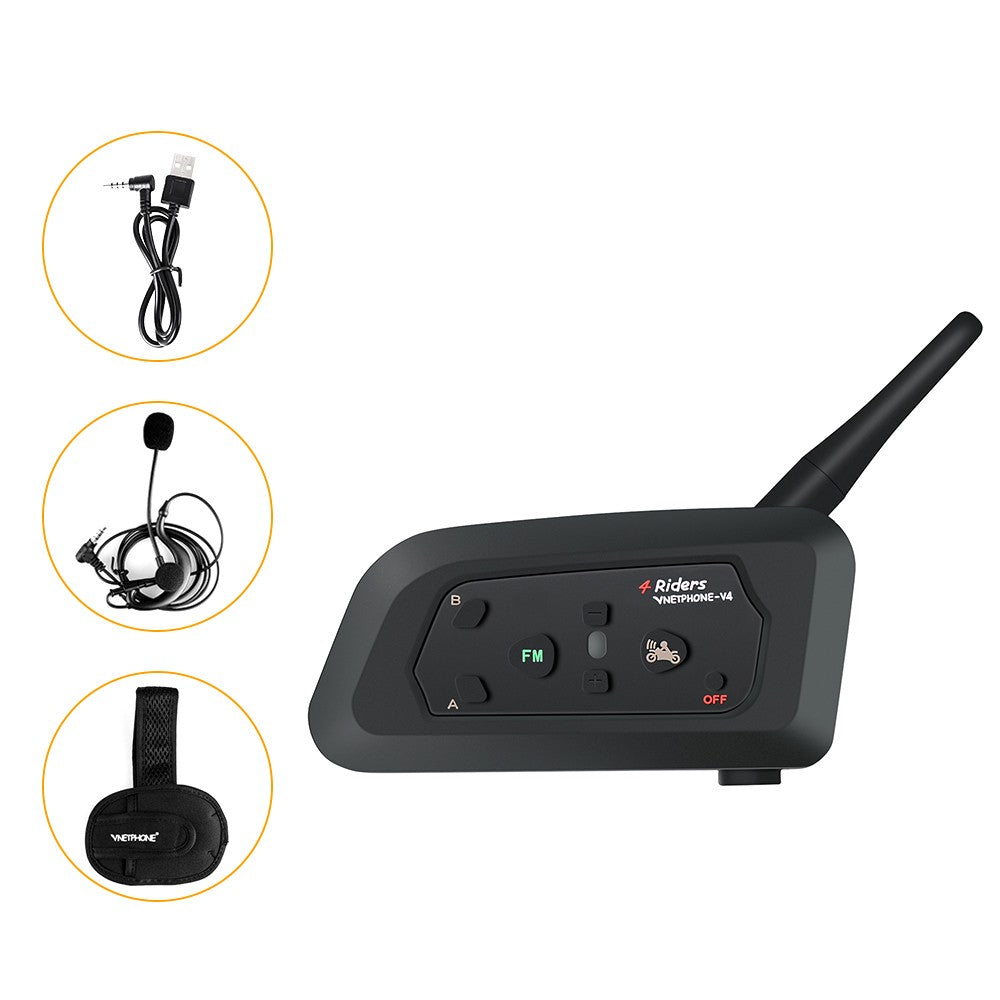 Wireless Bluetooth Intercom Motorcycle Snowmobile Headset Full Waterproof with FM