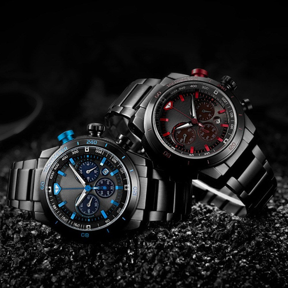 Man Watch Stainless Steel Analog 48mm Calendar Sapphire Mirror Luminous