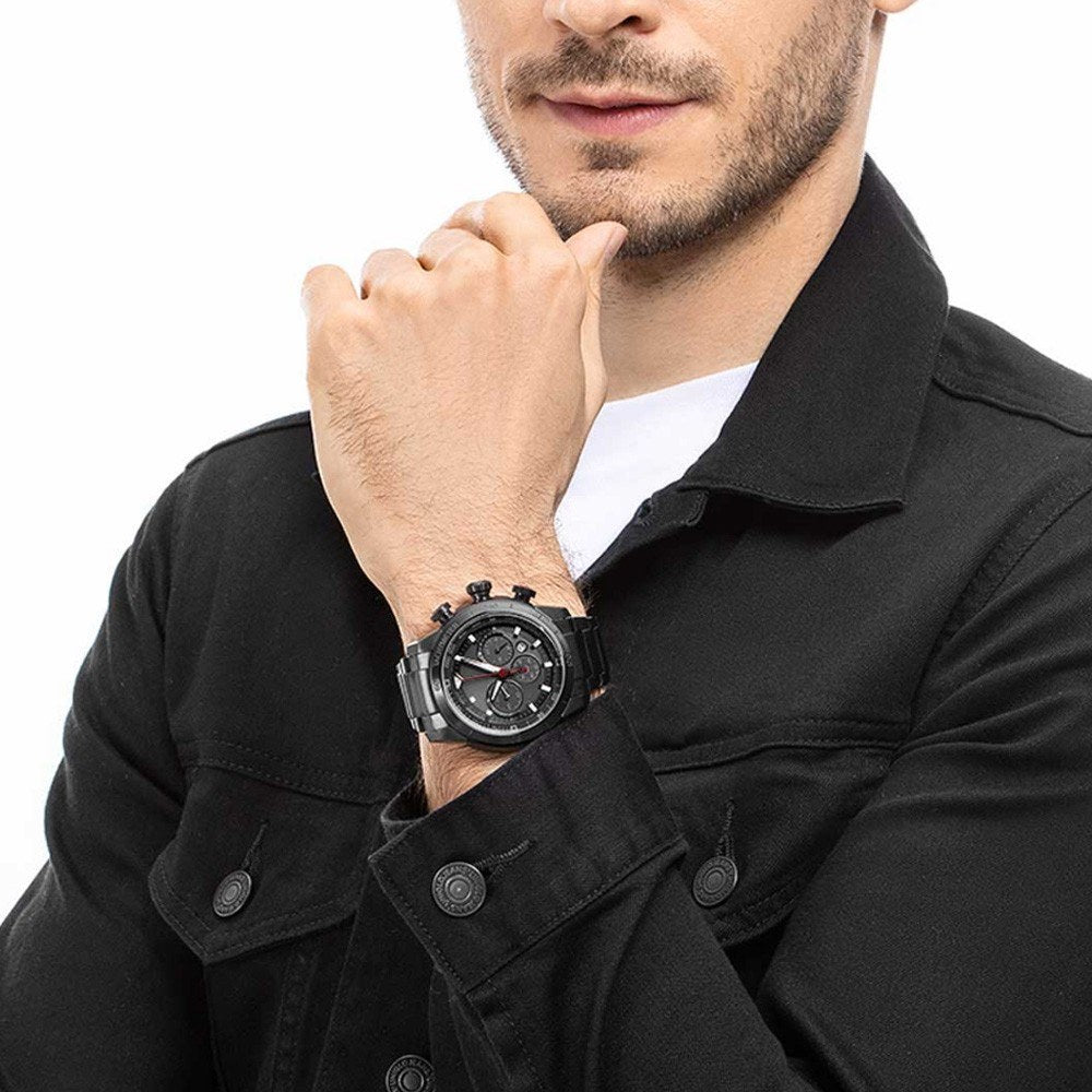 Man Watch Stainless Steel Analog 48mm Calendar Sapphire Mirror Luminous