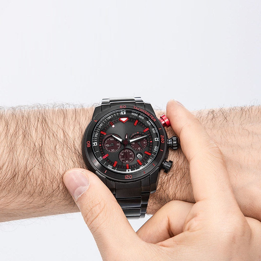 Man Watch Stainless Steel Analog 48mm Calendar Sapphire Mirror Luminous