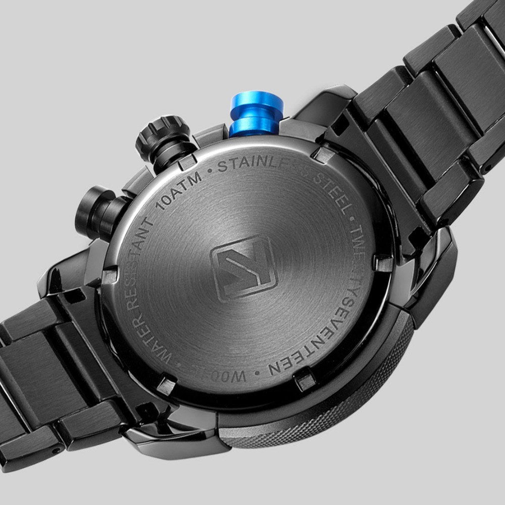 Man Watch Stainless Steel Analog 48mm Calendar Sapphire Mirror Luminous