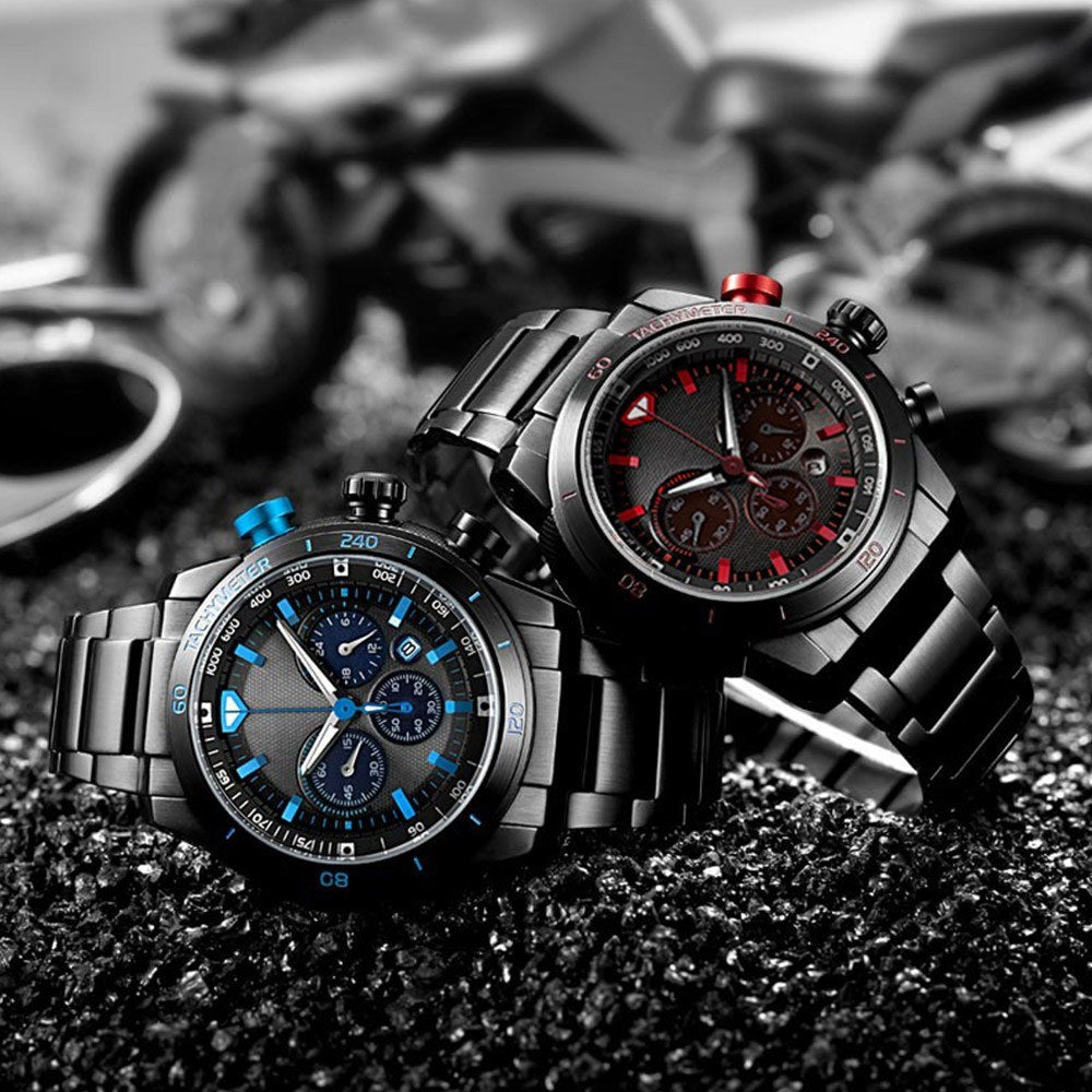 Man Watch Stainless Steel Analog 48mm Calendar Sapphire Mirror Luminous