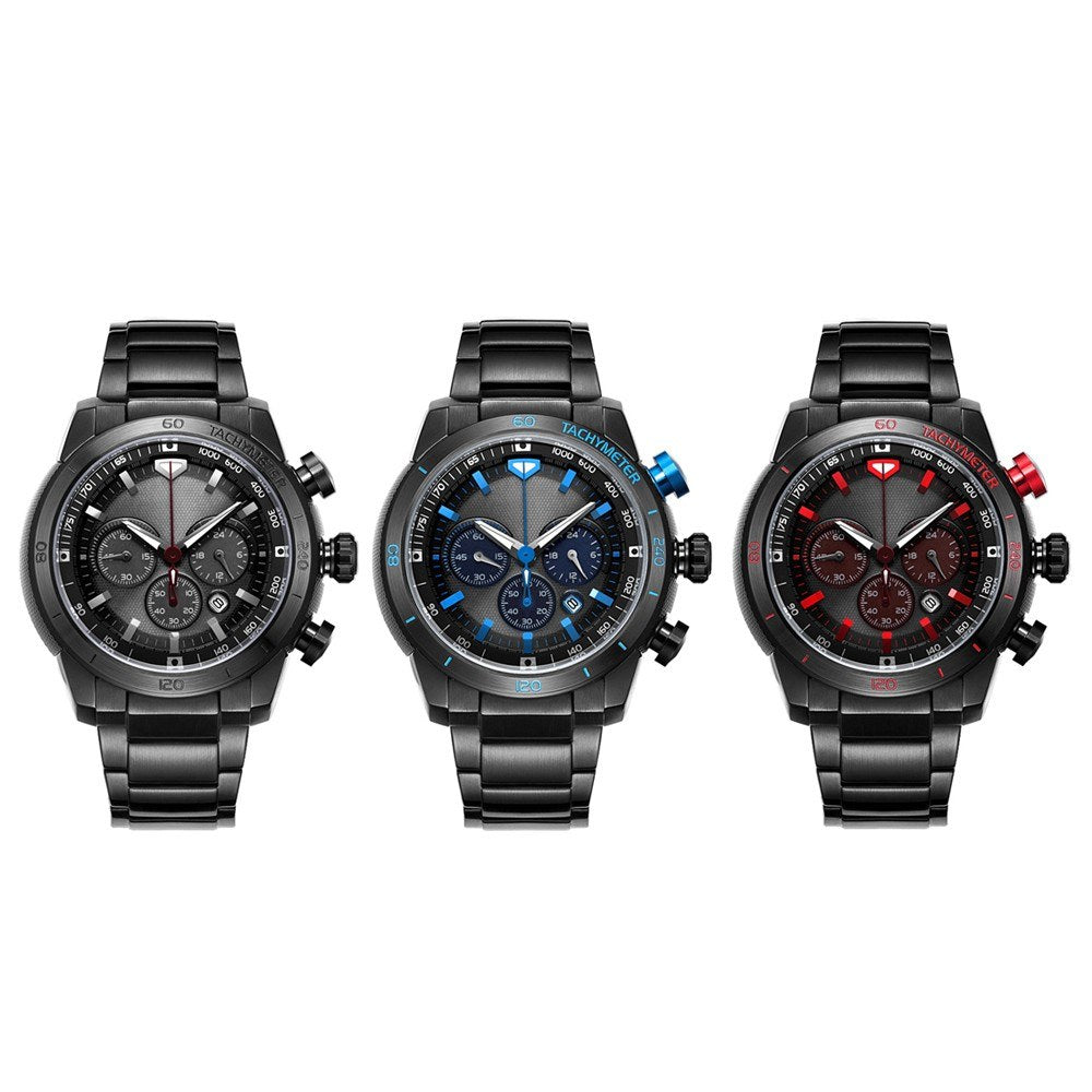 Man Watch Stainless Steel Analog 48mm Calendar Sapphire Mirror Luminous